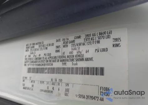 2016 Ford Transit-150 from USA, damaged, VIN 1FTYE1YM6GKB15539